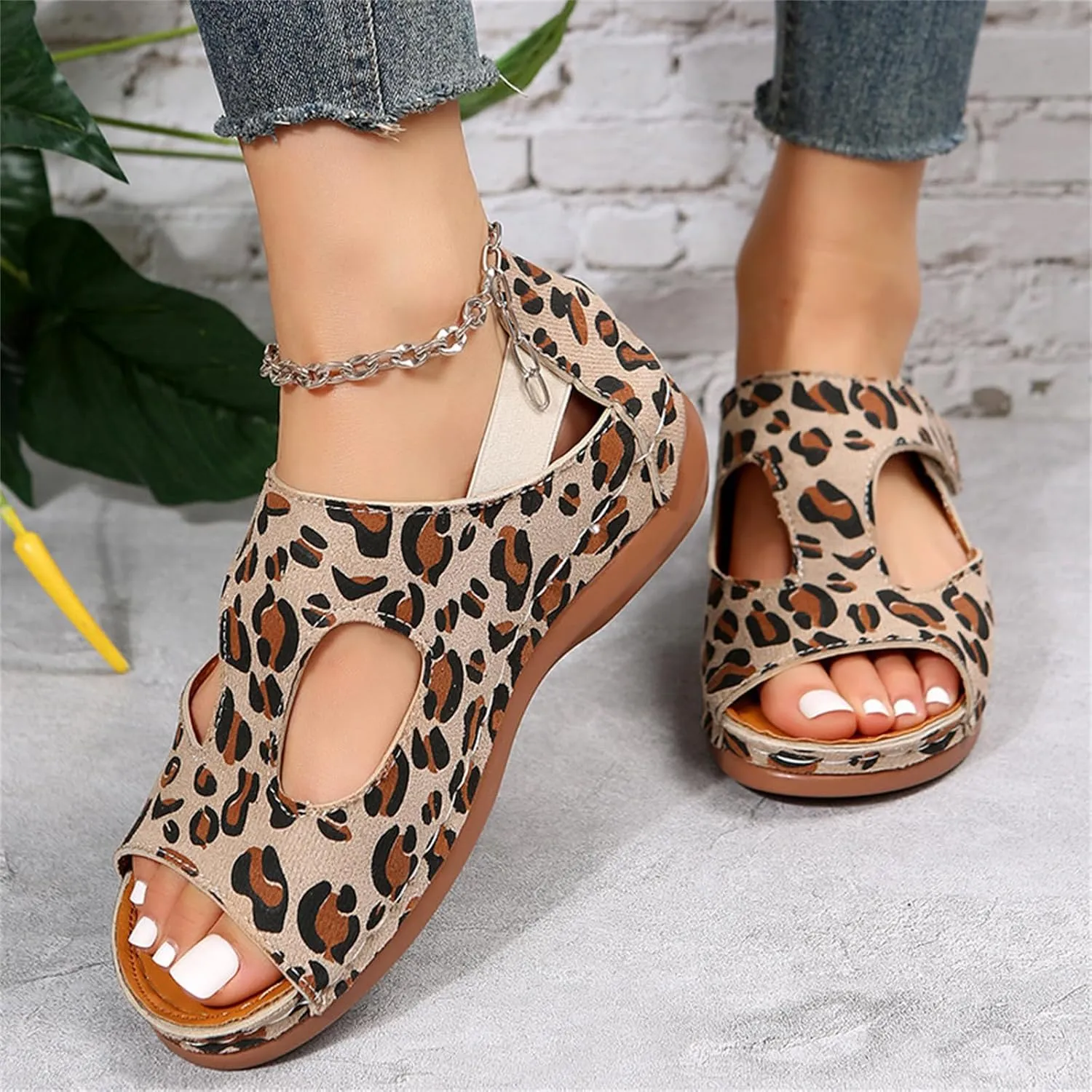 Ladmiple Sandals Women Fashion Flat Orthotic Slides Comfortable Walking Dressy Summer Orthopedic Flip Flops with Arch Support
