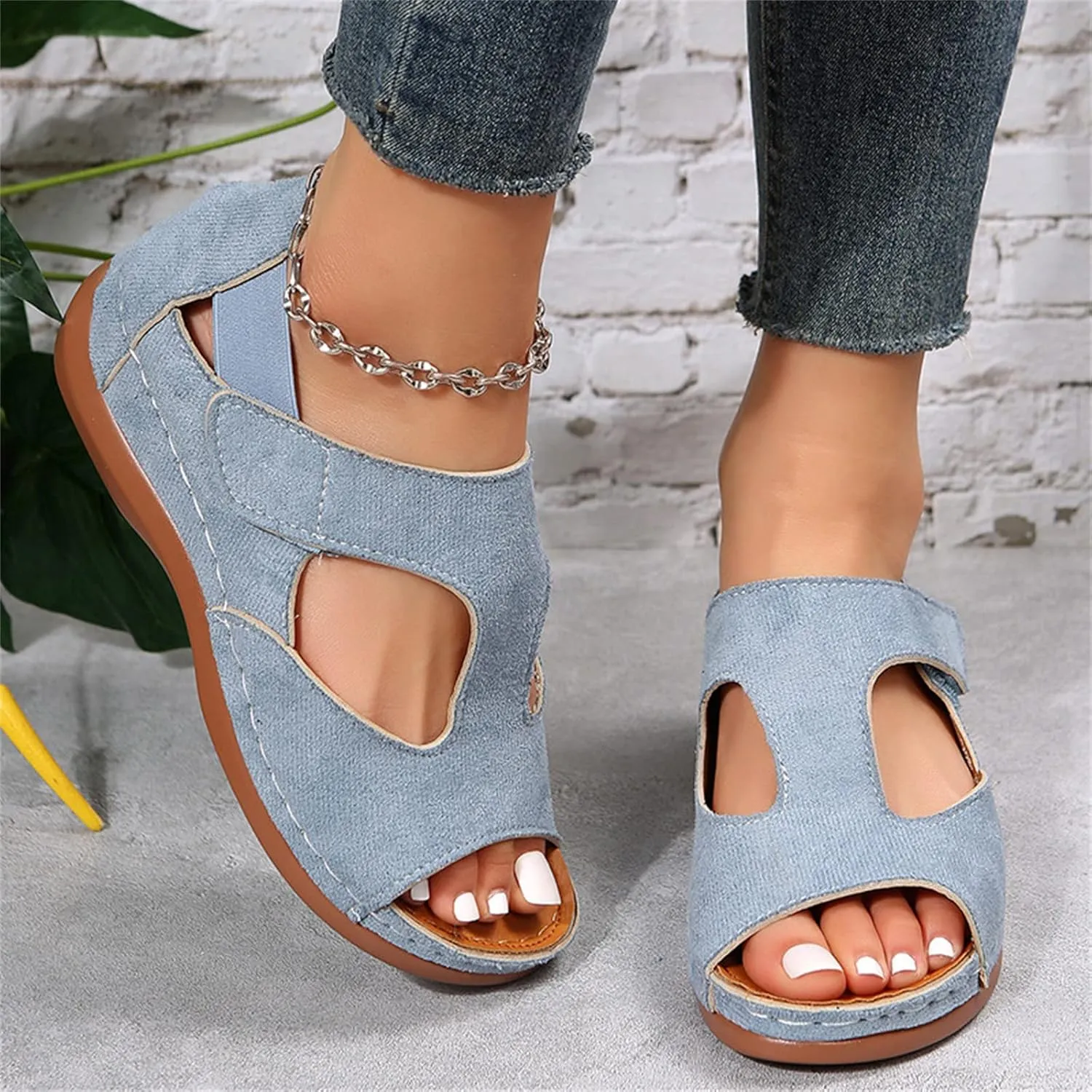 Ladmiple Sandals Women Fashion Flat Orthotic Slides Comfortable Walking Dressy Summer Orthopedic Flip Flops with Arch Support