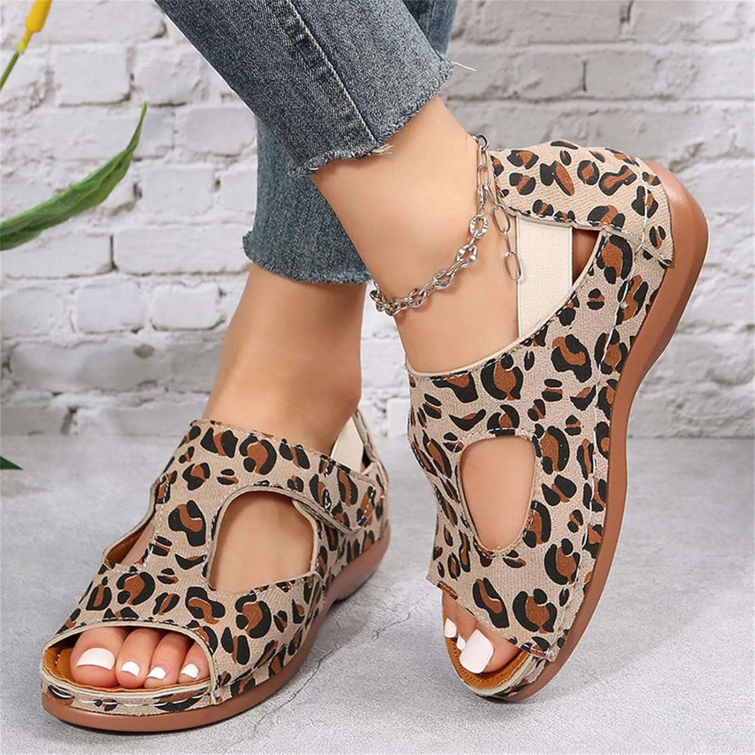 Ladmiple Sandals Women Fashion Flat Orthotic Slides Comfortable Walking Dressy Summer Orthopedic Flip Flops with Arch Support