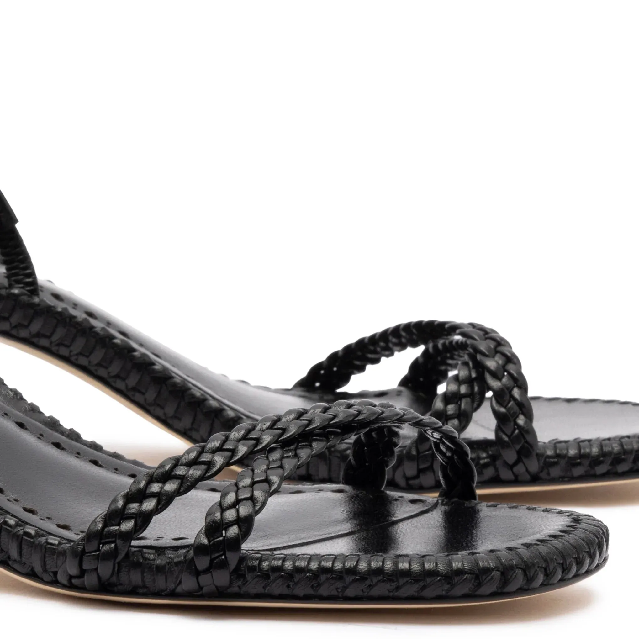 Larroude Mini Annie Sandal In Black Leather