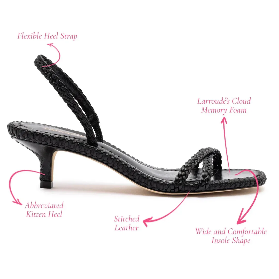 Larroude Mini Annie Sandal In Black Leather