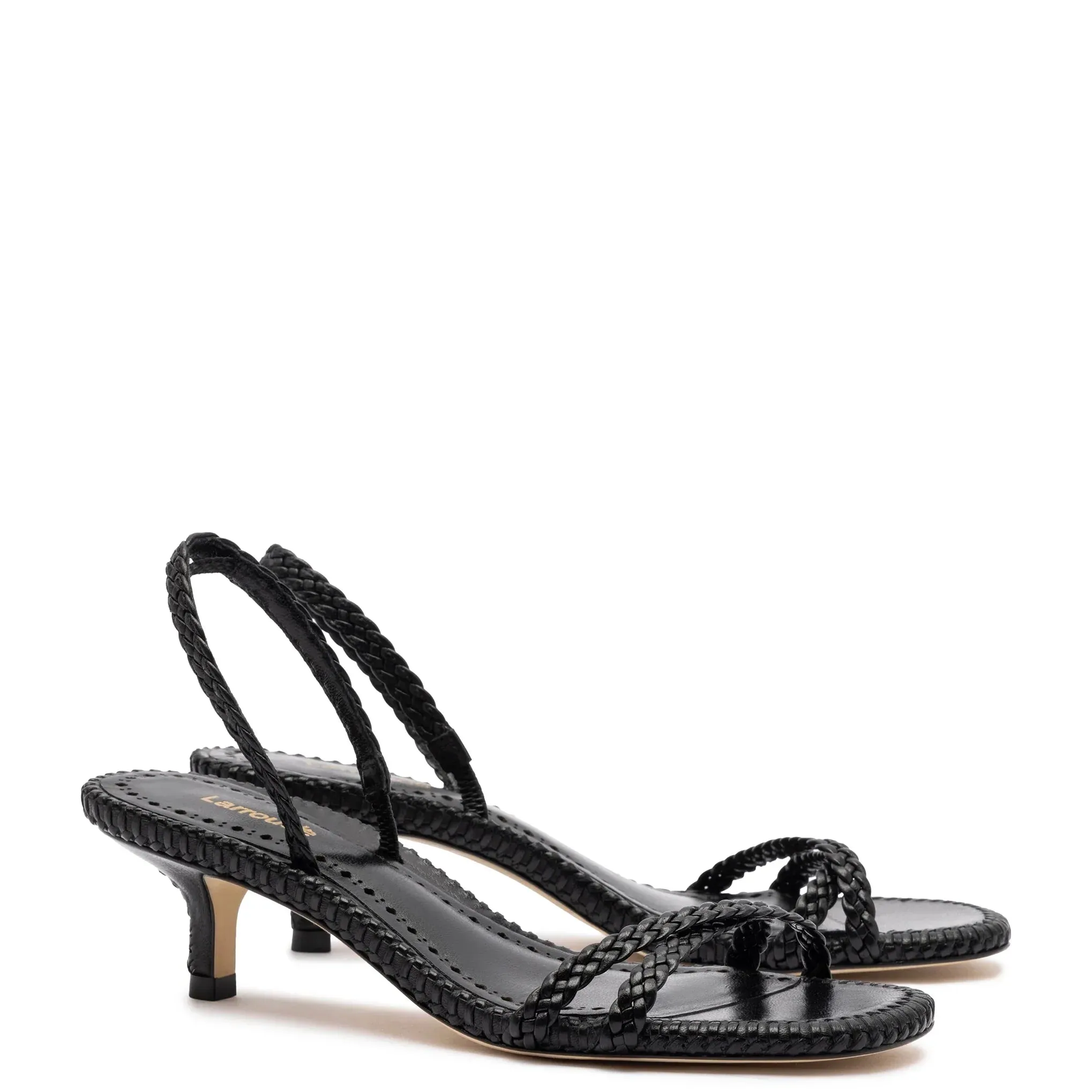 Larroude Mini Annie Sandal In Black Leather