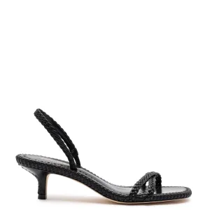 Larroude Mini Annie Sandal In Black Leather