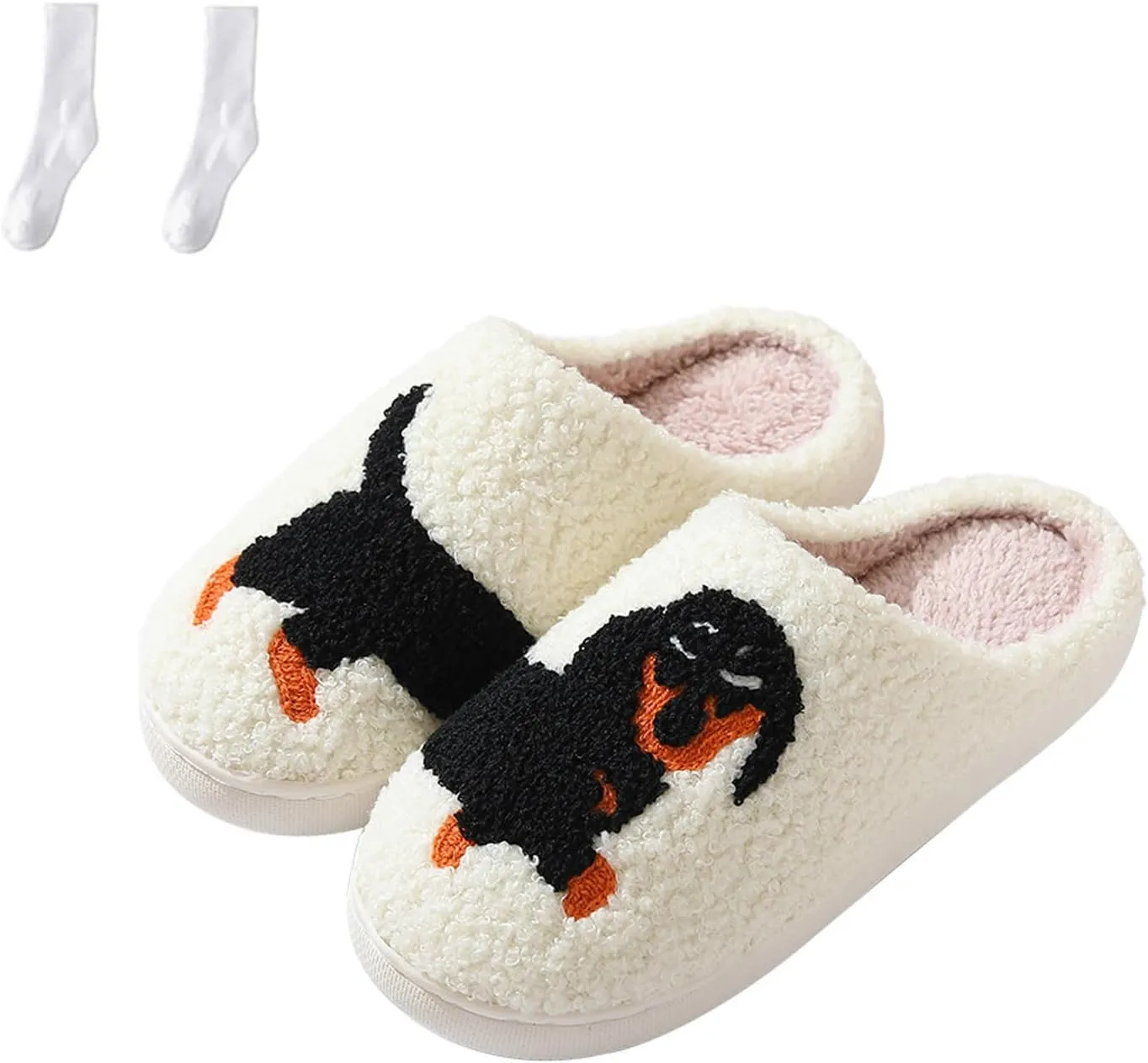 LELEBEAR Doxie Slippers, Dachshund Slippers, Cute Animal Cartoon Weiner Sausage Dog Slippers for Women Men