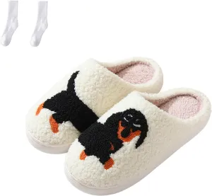 LELEBEAR Doxie Slippers, Dachshund Slippers, Cute Animal Cartoon Weiner Sausage Dog Slippers for Women Men