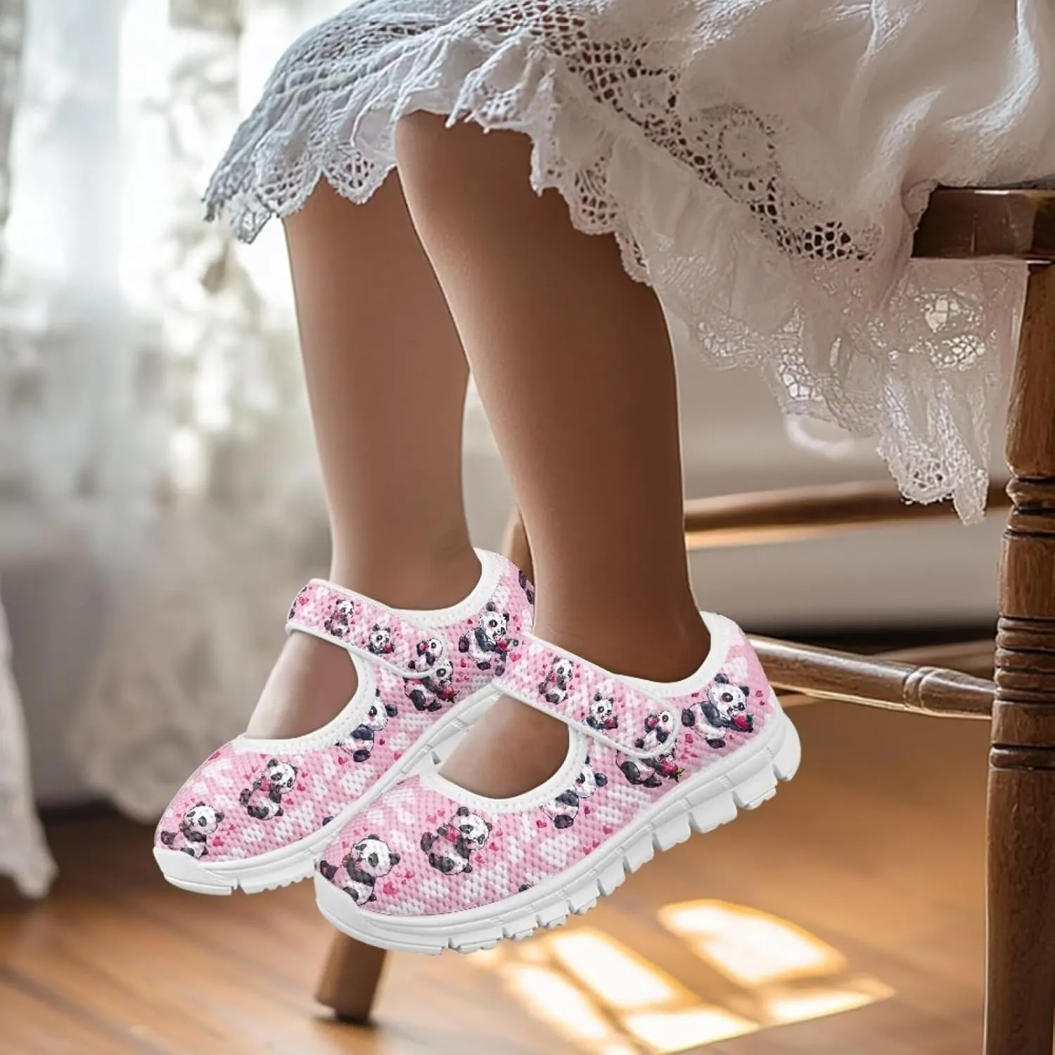 Little Girl Mary Jane Shoes Mesh Sneaker Princess Dress Shoes Slip on Casual Walking Shoes Kids Sport Shoes Wedding Party Flats