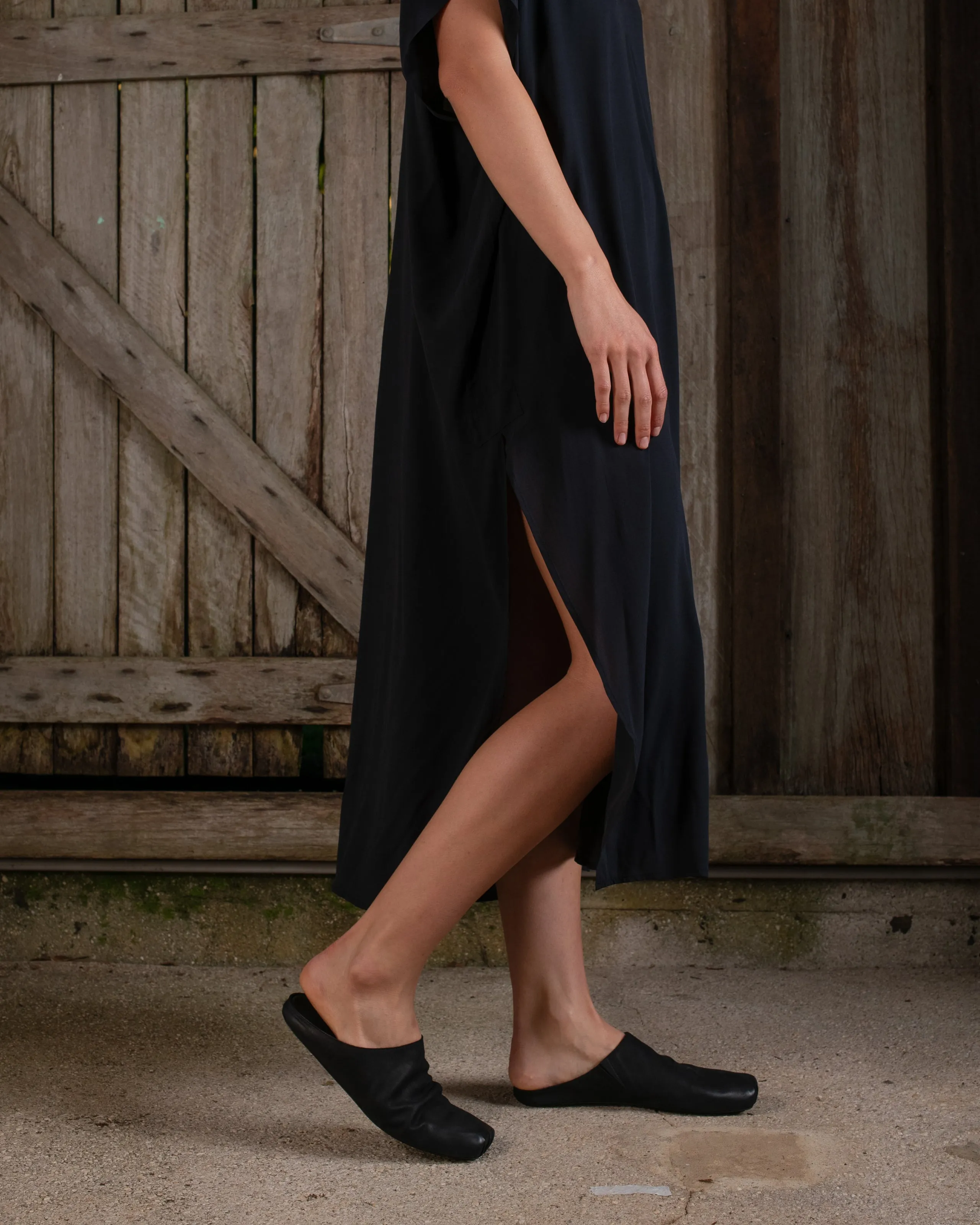 Long Kaftan Stretch Silk Black