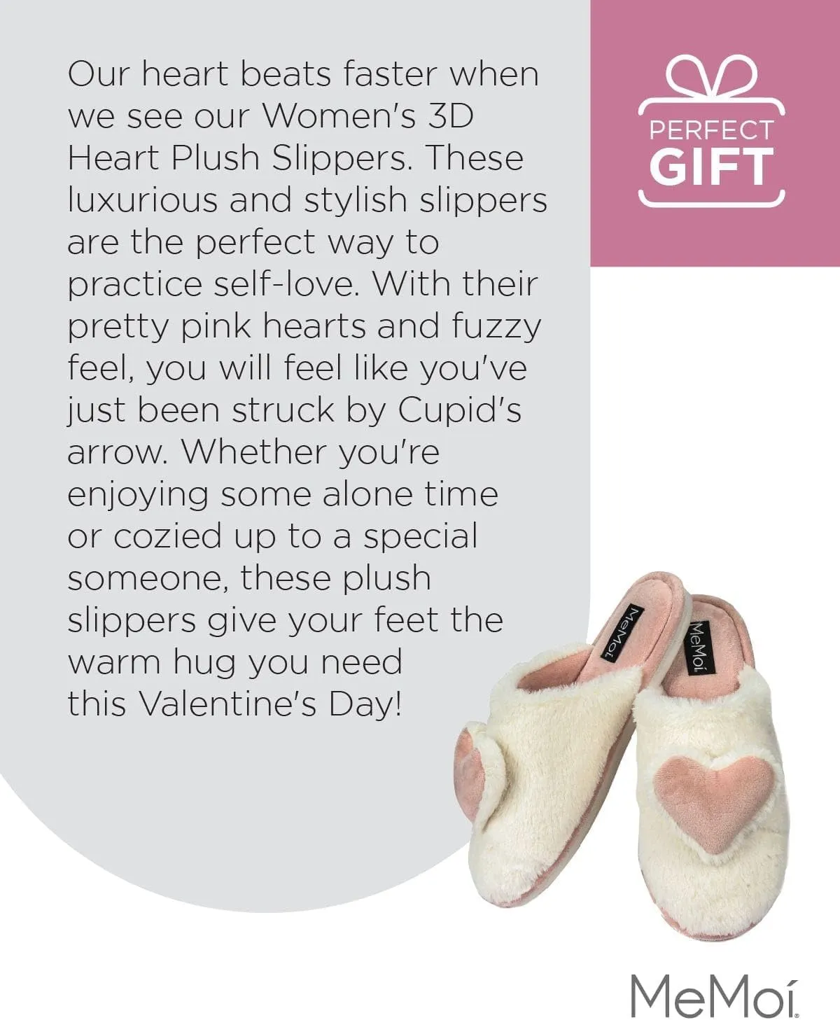 MeMoi Women's 3D Heart Plush Slippers