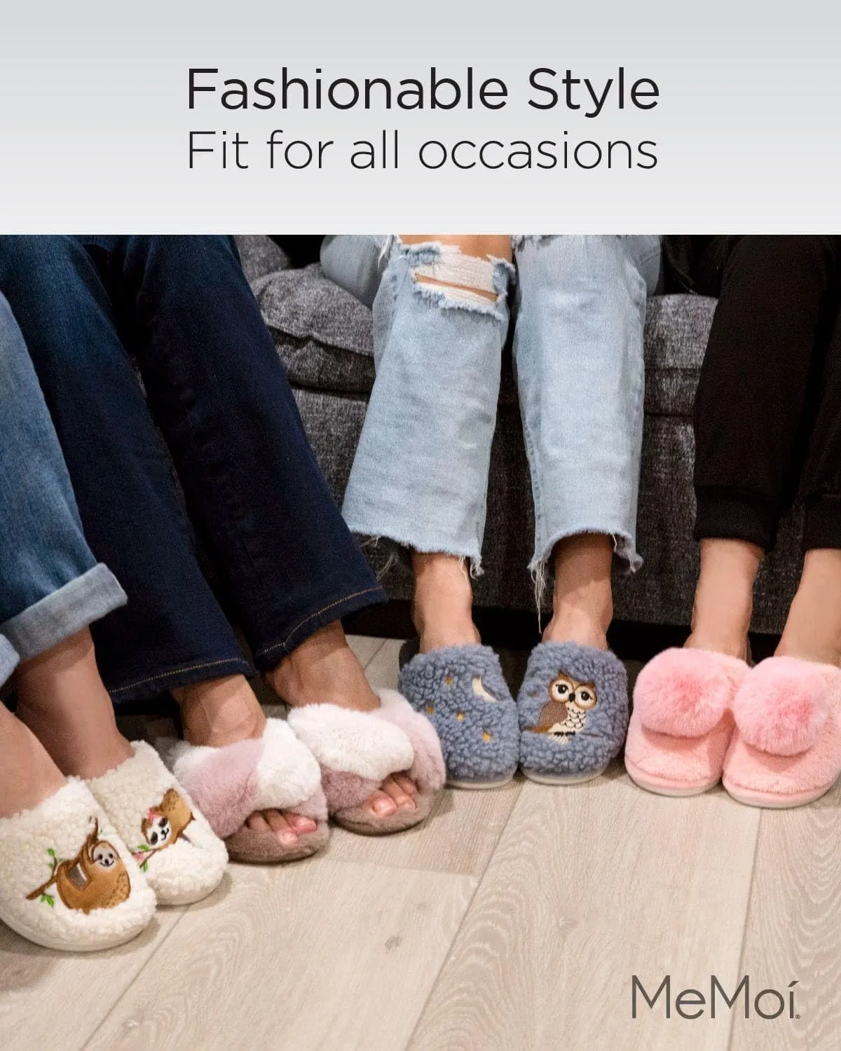 MeMoi Women's 3D Heart Plush Slippers