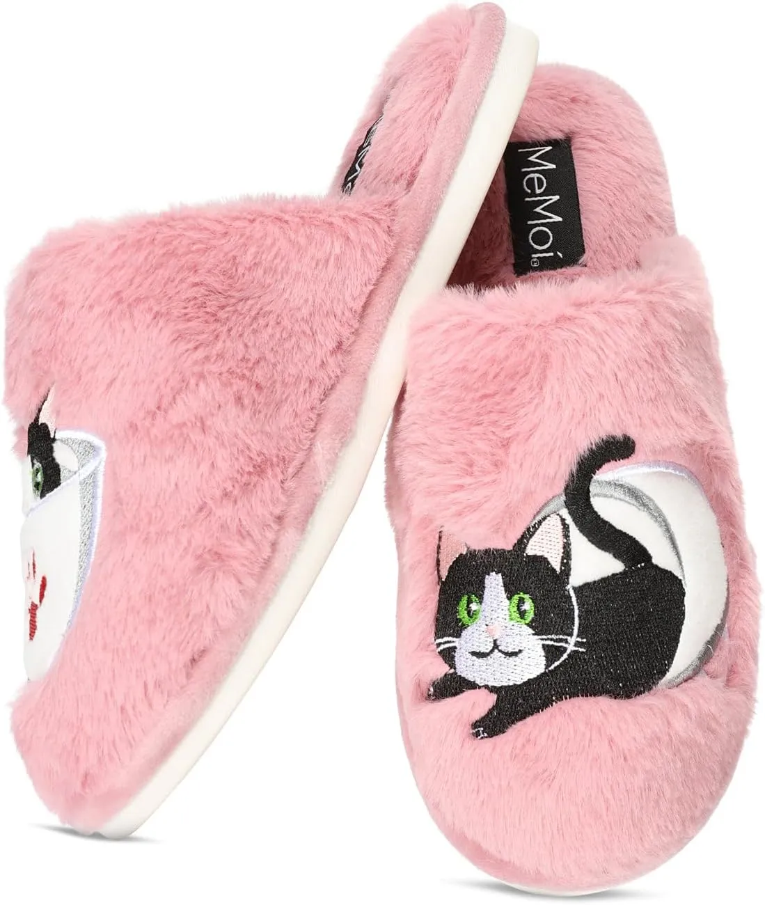MeMoi Women's Teacup Kitty Plush Slippers