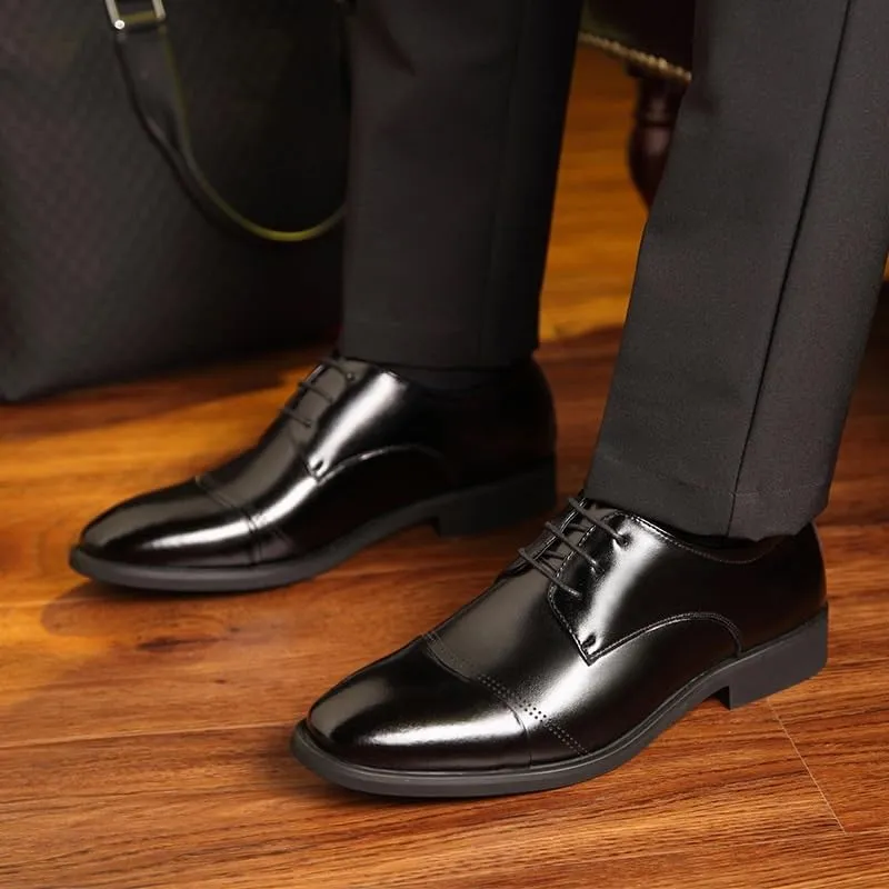 Mens Formal Oxford Shoes Fashion Lace Up Prom Brogue Italian Leather Business Non Slip Rubber Sole Low Top Shoe