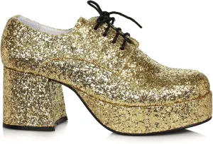 Men's Gold Glitter Platform Shoes Large