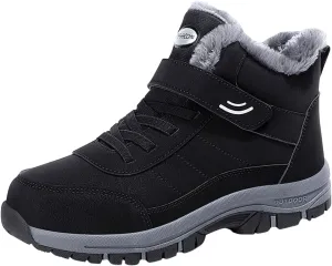 Mens Work Boots Steel Toe Hiking Sneakers Shoes Warm Fur Lined Women Safety Toe Shoes Insulated Waterproof Outdoor Shoes Leather Comfortable Hike Grounded Footwear