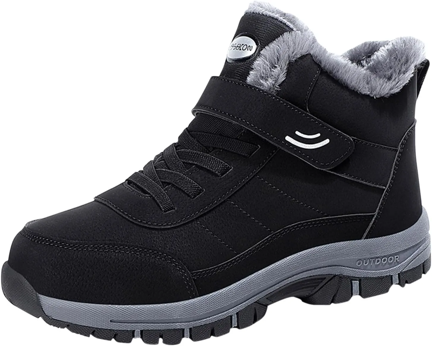 Mens Work Boots Steel Toe Hiking Sneakers Shoes Warm Fur Lined Women Safety Toe Shoes Insulated Waterproof Outdoor Shoes Leather Comfortable Hike Grounded Footwear