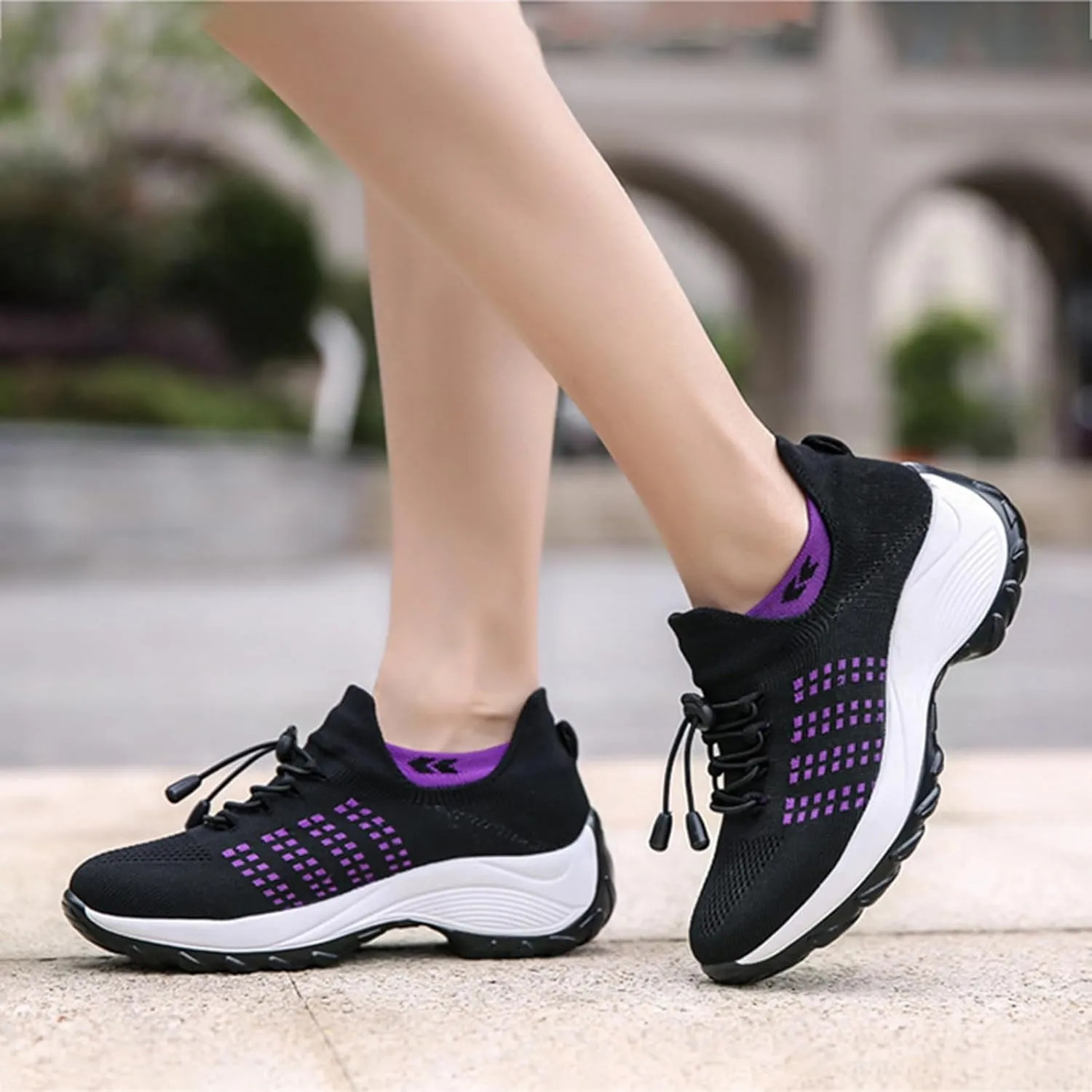 Orthopedic Shoes for Women Slip On Fashion Breathable Anti-Skid Mesh Low Top Shoes Comfortable Casual Lace-Up Walking Shoes