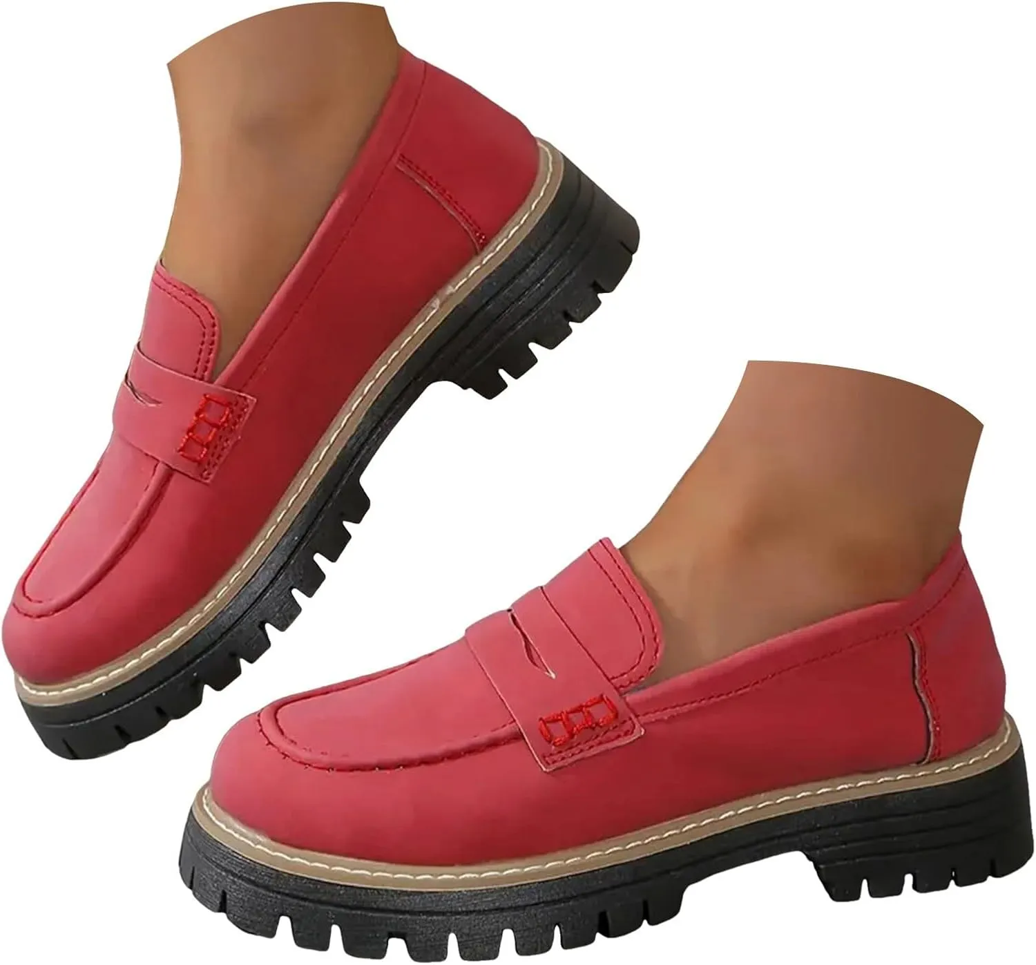 Orthoture-Orthopedic Platform Loafers Comfortable Lightweight Leather Loafers Slip-On Walking Shoes Cute Casual Dress Shoes