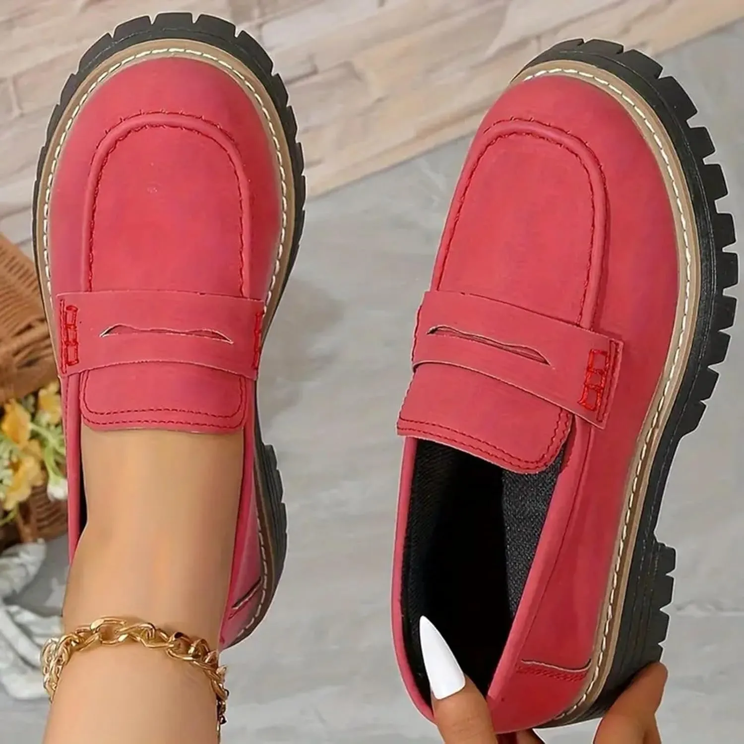 Orthoture-Orthopedic Platform Loafers Comfortable Lightweight Leather Loafers Slip-On Walking Shoes Cute Casual Dress Shoes