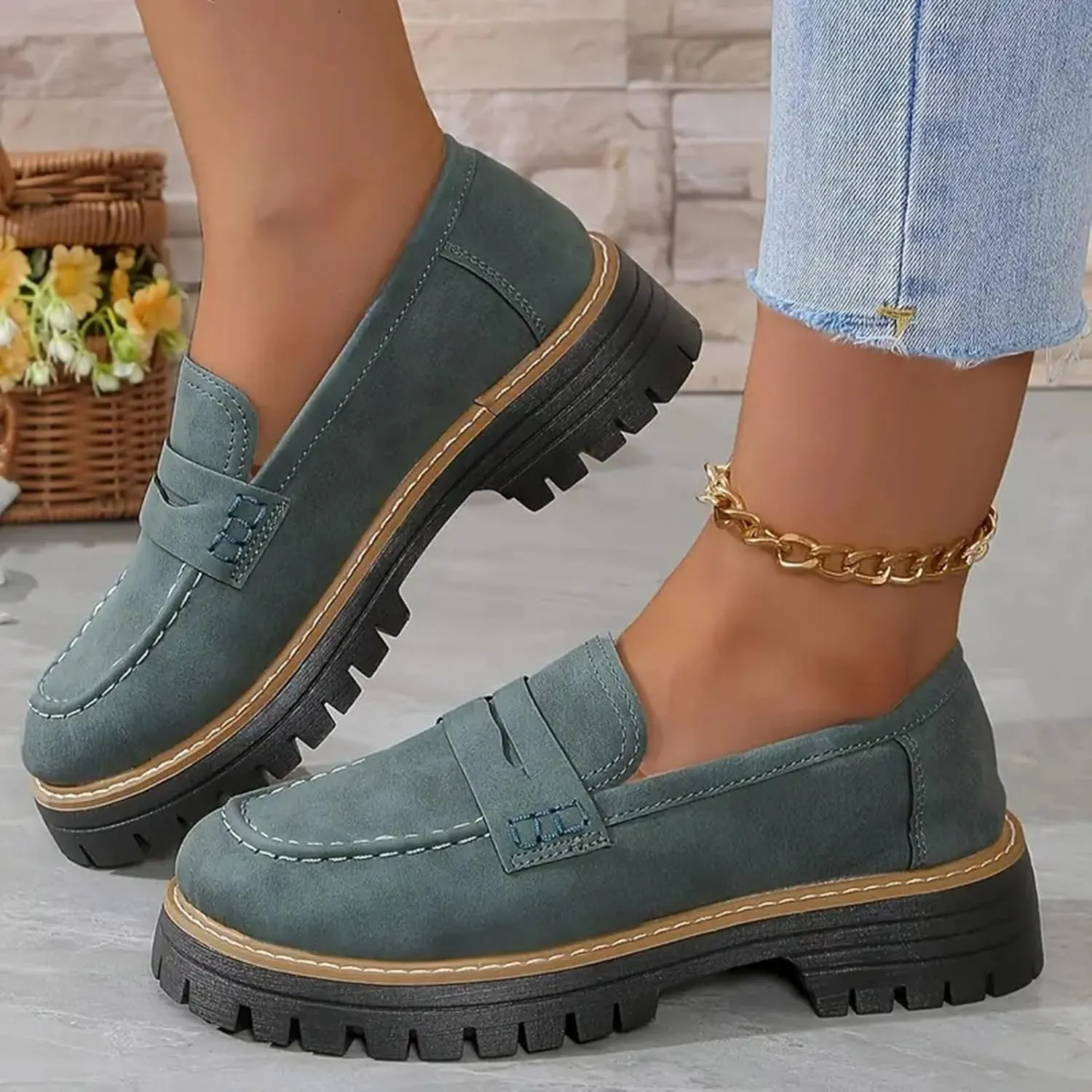 Orthoture-Orthopedic Platform Loafers Comfortable Lightweight Leather Loafers Slip-On Walking Shoes Cute Casual Dress Shoes