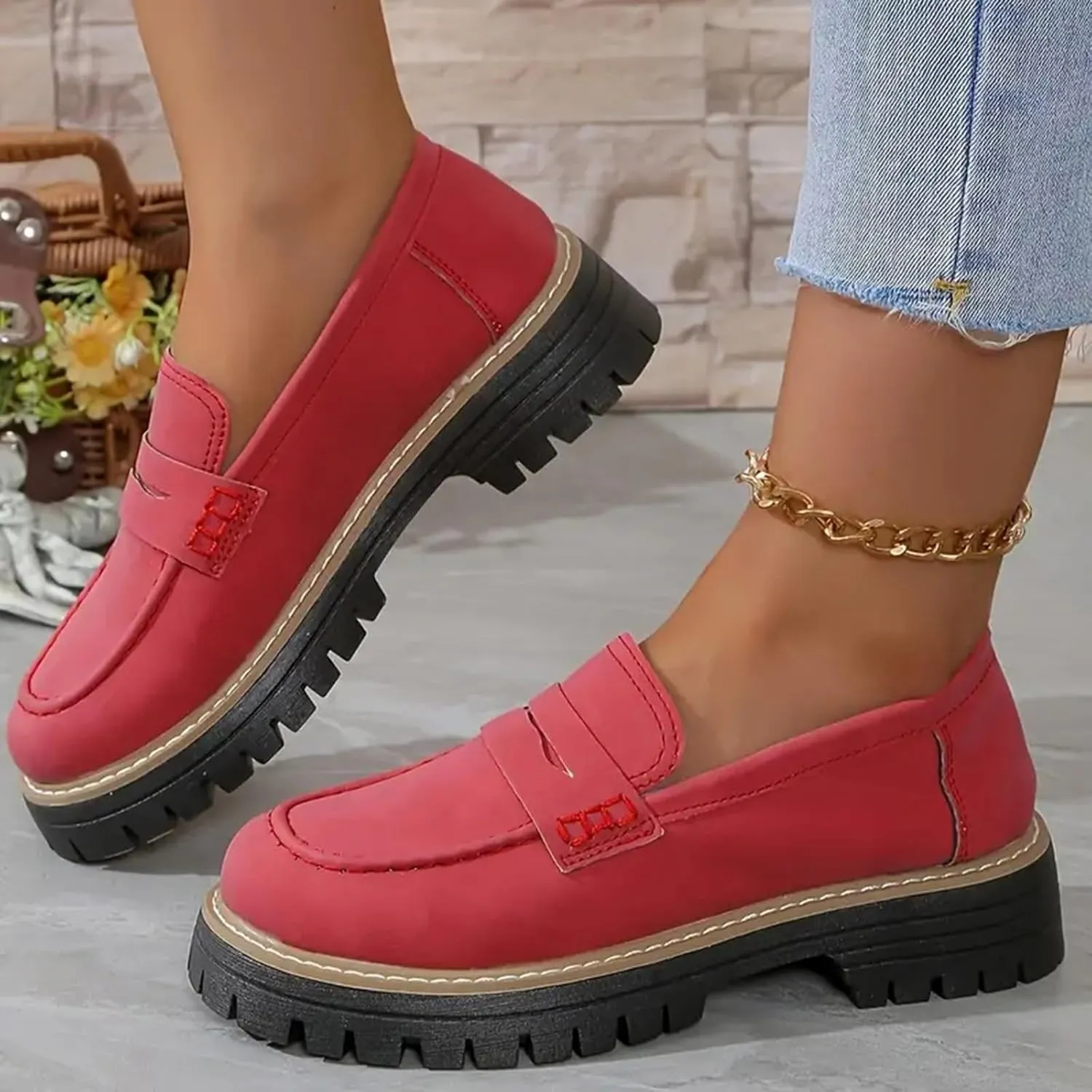 Orthoture-Orthopedic Platform Loafers Comfortable Lightweight Leather Loafers Slip-On Walking Shoes Cute Casual Dress Shoes
