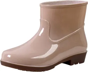 Rain Boots for Women Booties Short Waterproof Chelsea Boots Ankle Platform Rubber with Chunky Heel Rain Boots Outdoor Garden