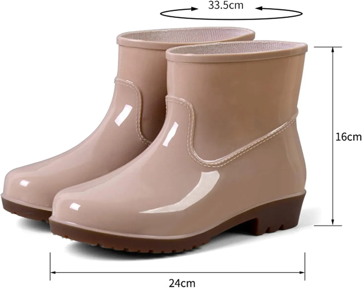 Rain Boots for Women Booties Short Waterproof Chelsea Boots Ankle Platform Rubber with Chunky Heel Rain Boots Outdoor Garden
