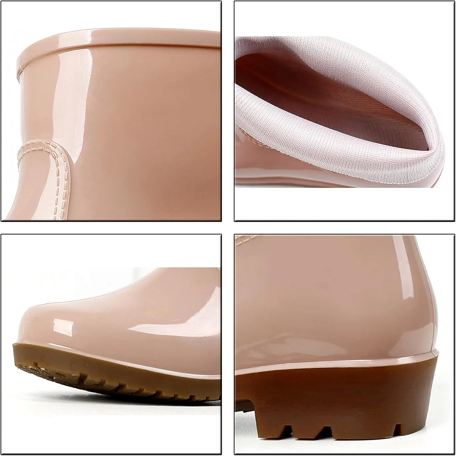 Rain Boots for Women Booties Short Waterproof Chelsea Boots Ankle Platform Rubber with Chunky Heel Rain Boots Outdoor Garden