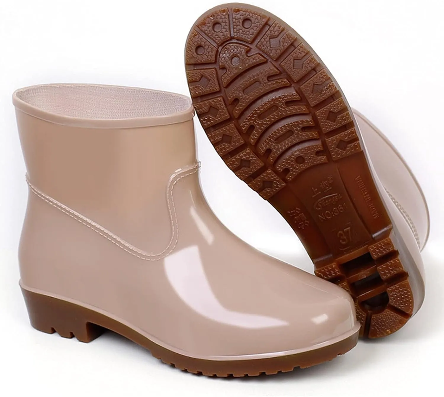 Rain Boots for Women Booties Short Waterproof Chelsea Boots Ankle Platform Rubber with Chunky Heel Rain Boots Outdoor Garden