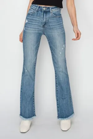 RISEN Full Size High Rise Frayed Hem Bootcut Jeans Plus Size