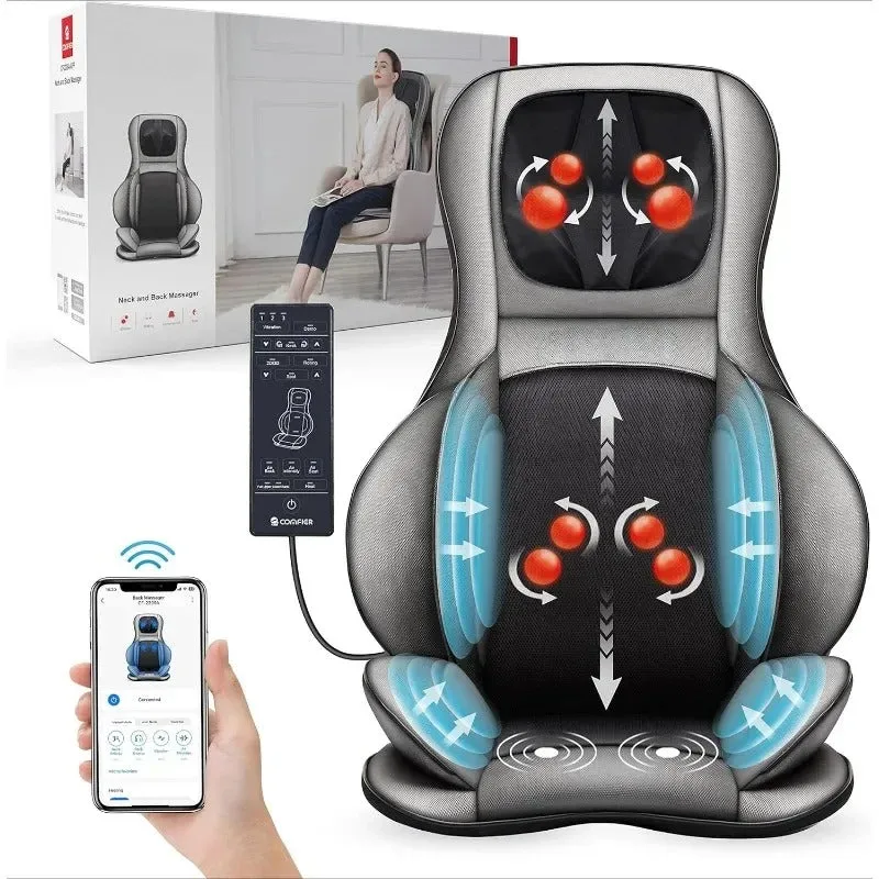Shiatsu Neck And Back Massager APP Control 2D 3D Kneading Full Back Massager with Heat And Compression Massage Chair Pad for Shoulder Neck Back