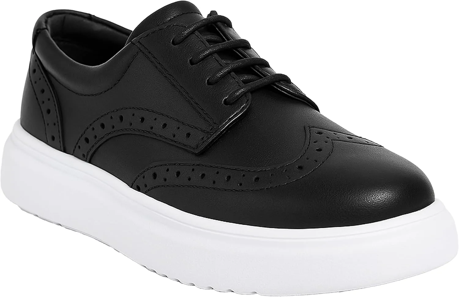 SIRRI Boys Black Brogue Dress Shoes, Classic Lace-Up Design for Formal & Casual Wear, Size US Little Kid 13
