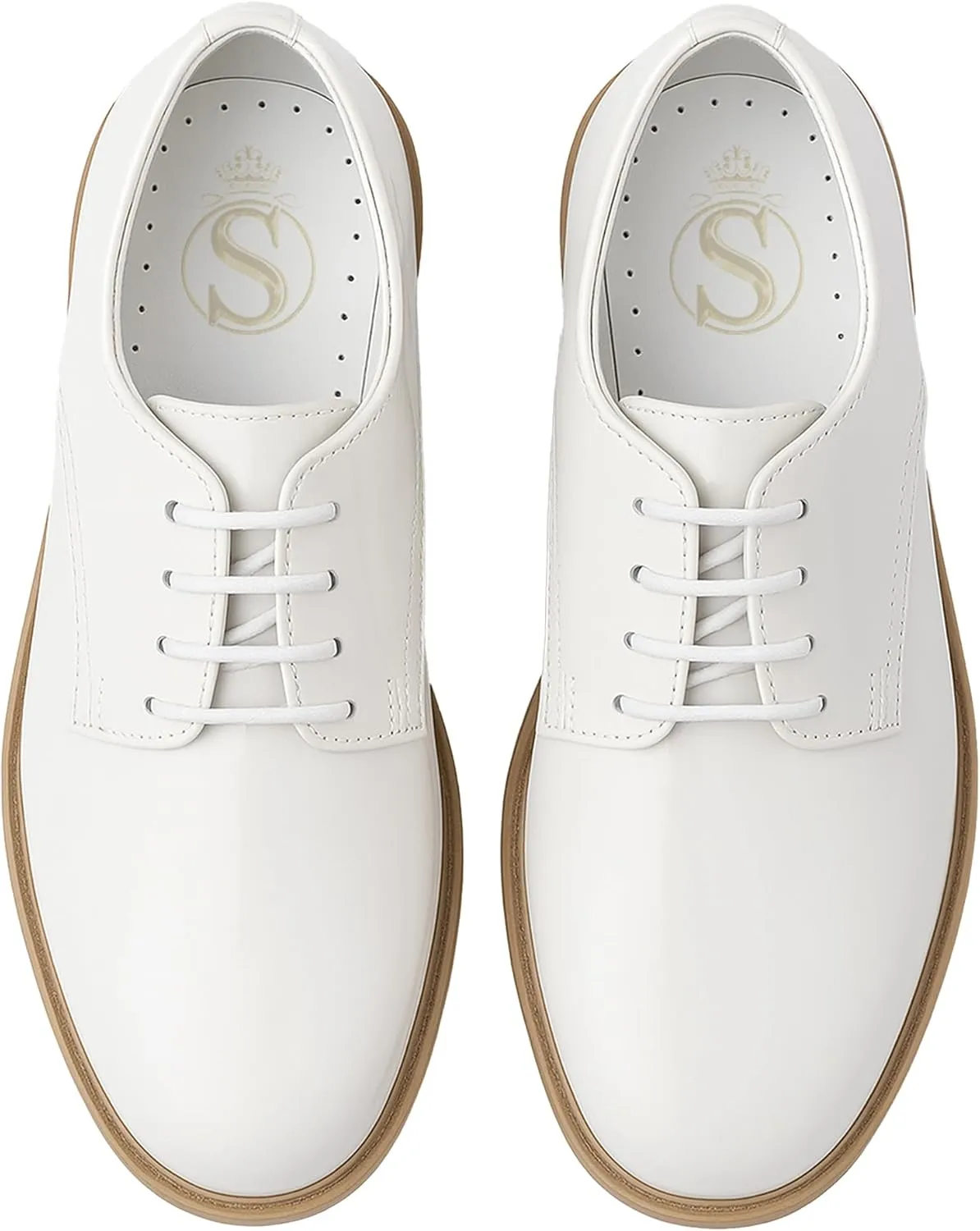 SIRRI Boys Derby Patent Formal Dress Shoes Lace Up Wedding Prom Footwear