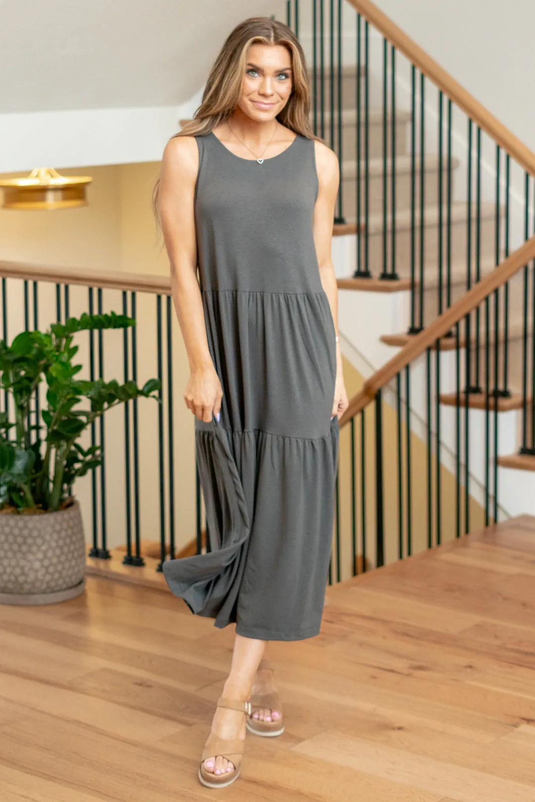 Sleeveless Tiered Midi Dress