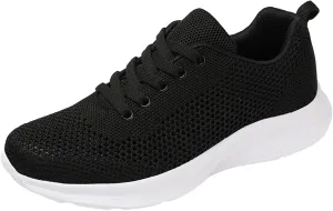 Sneakers for Women Casual Mesh Breathable Lace Up Walking Non Slip Work Shoes Women Athletic Women's Casual Shoes Casual Sneakers Black Tennis Shoe Trainers Shoe