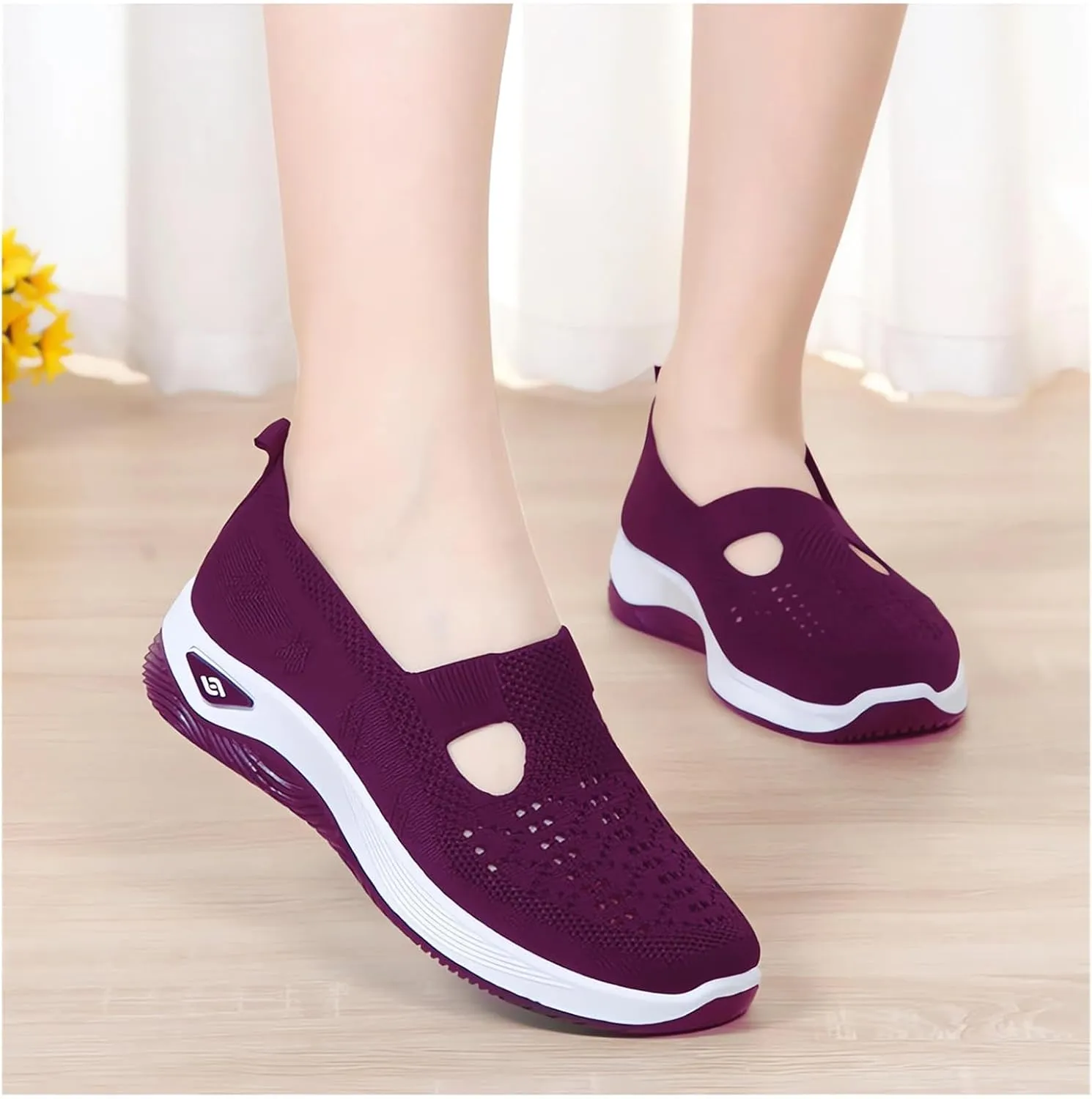 Thatrich Orthopedic Shoes for Women Breathable Soft Slip On Sneakers Comfort Mesh Up Stretch Sneaker Diabetic Walking Shoes