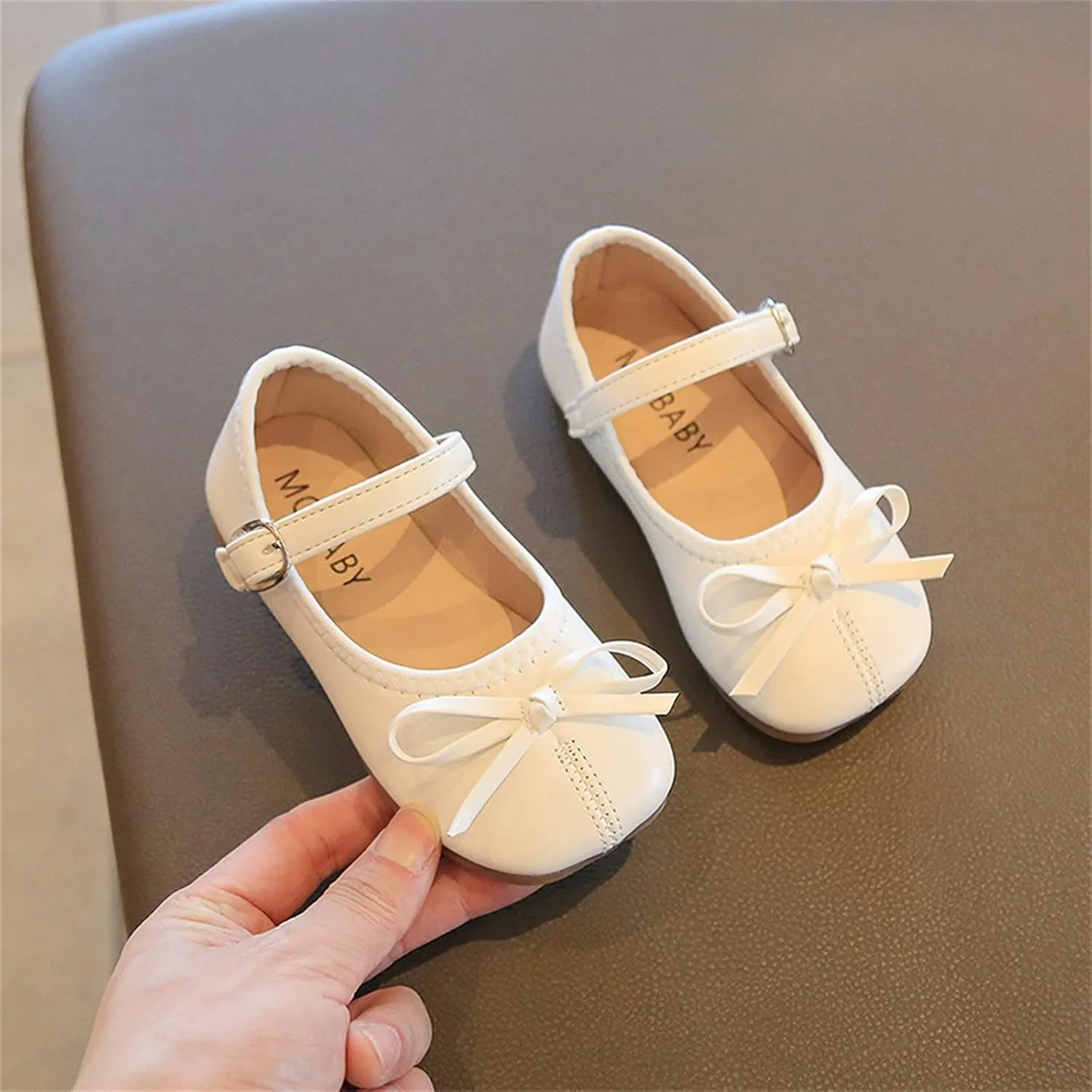 Toddler Girls Dress Shoes Bow Slip On Mary Jane Ballet Flats Flower Girl School Party Wedding Shoes