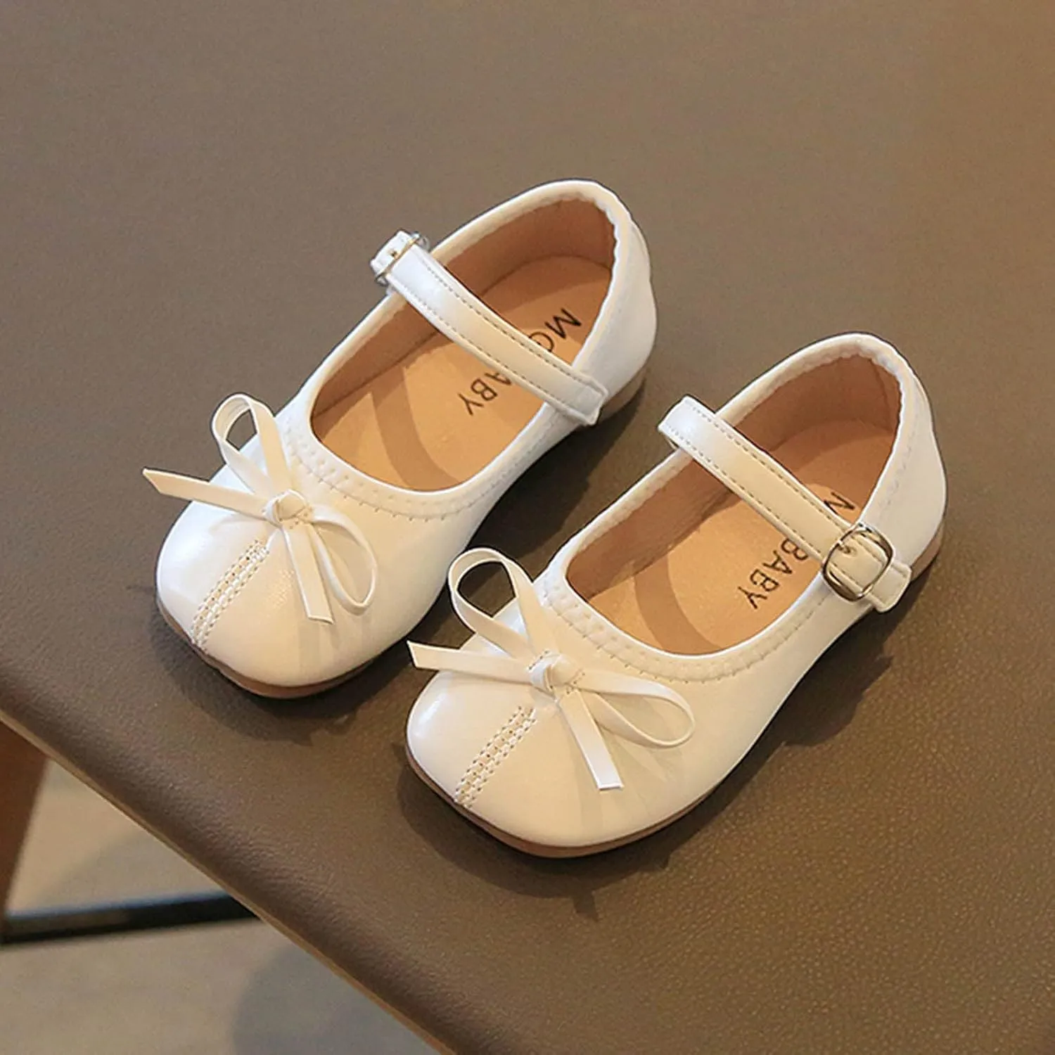 Toddler Girls Dress Shoes Bow Slip On Mary Jane Ballet Flats Flower Girl School Party Wedding Shoes