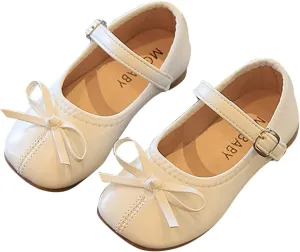 Toddler Girls Dress Shoes Bow Slip On Mary Jane Ballet Flats Flower Girl School Party Wedding Shoes