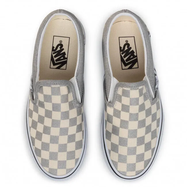 Vans Classic Slip-On VN0A4U38WS31 Men's White/Silver Checkerboard Shoes HS3826