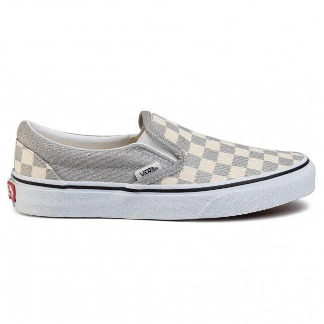 Vans Classic Slip-On VN0A4U38WS31 Men's White/Silver Checkerboard Shoes HS3826
