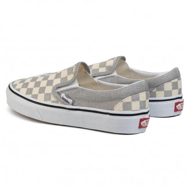Vans Classic Slip-On VN0A4U38WS31 Men's White/Silver Checkerboard Shoes HS3826