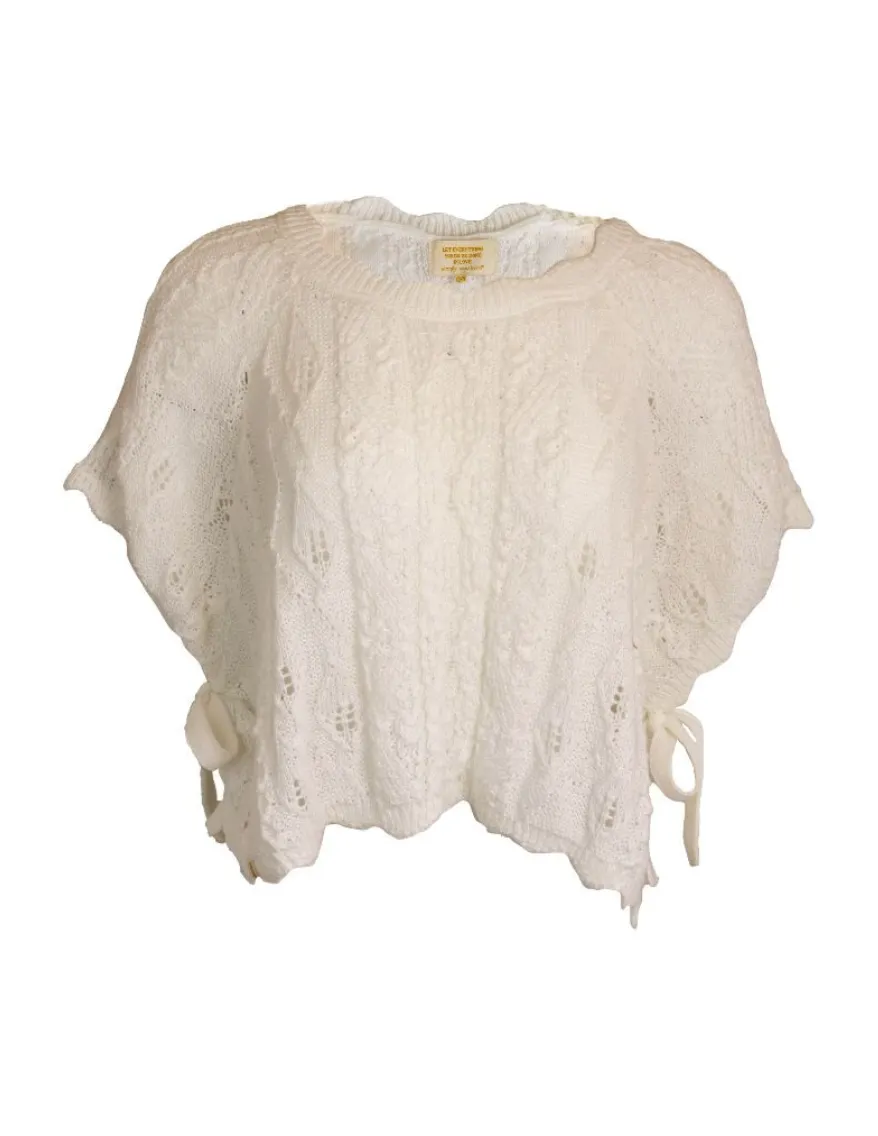 White Crochet Top With Side Bows