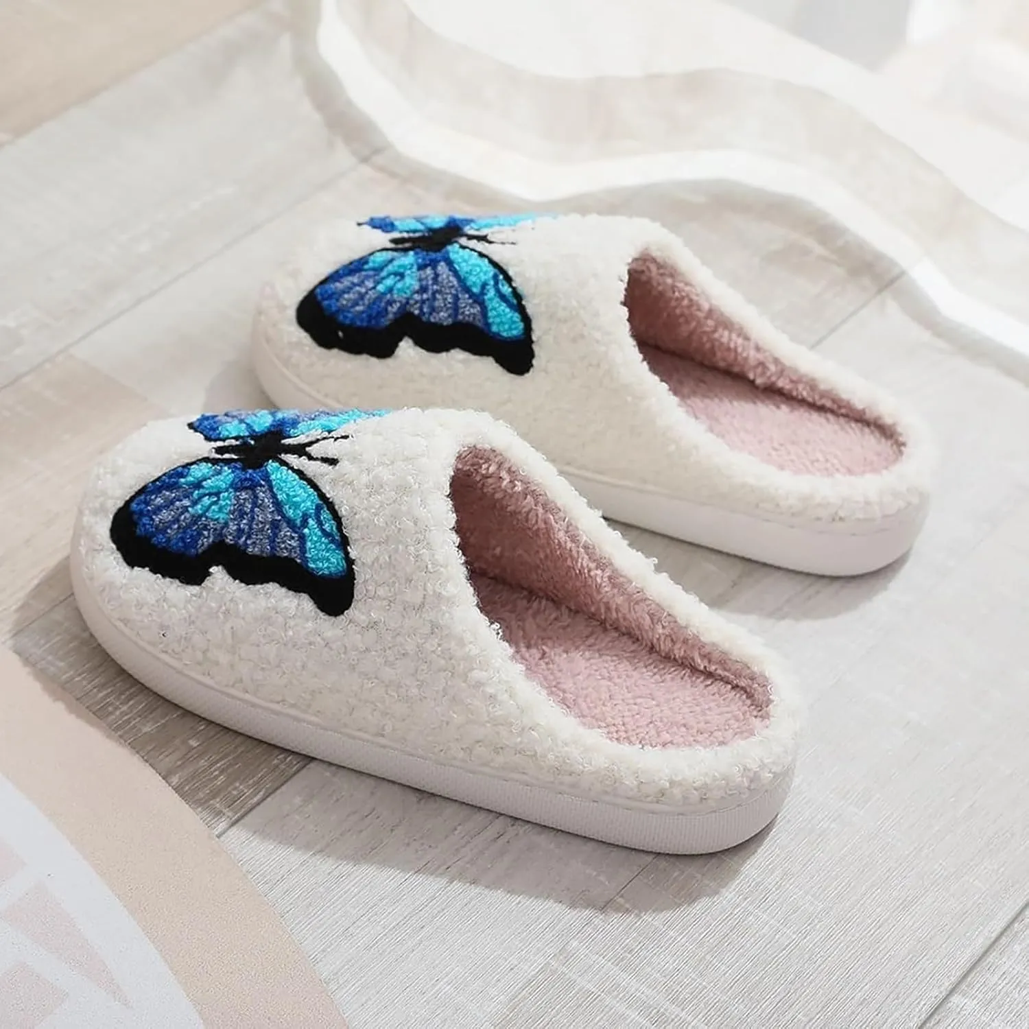 Women's and men's fluffy plush slippers, home slippers, cute warm shoes, indoor and outdoor girls' slippers, memory sponge, retro couple shoes