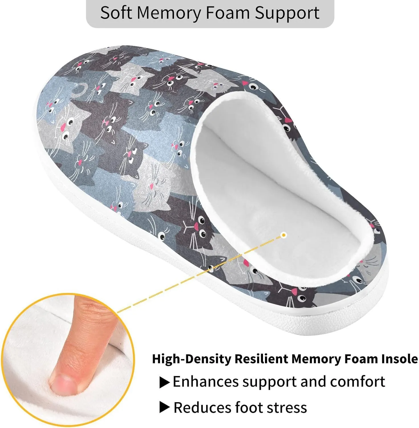 Women's and Men's Fuzzy House Slippers Cozy Memory Foam Slippers Warm Nonslip Slippers