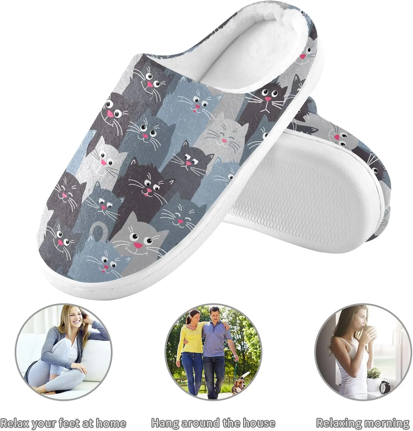Women's and Men's Fuzzy House Slippers Cozy Memory Foam Slippers Warm Nonslip Slippers
