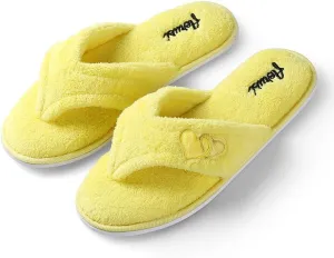 Women's Comfort Plush Lining Memory Foam Spa Thong Flip Flops House Indoor Slippers Anti Slip Sole