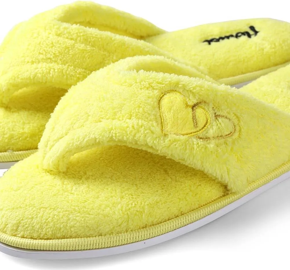 Women's Comfort Plush Lining Memory Foam Spa Thong Flip Flops House Indoor Slippers Anti Slip Sole