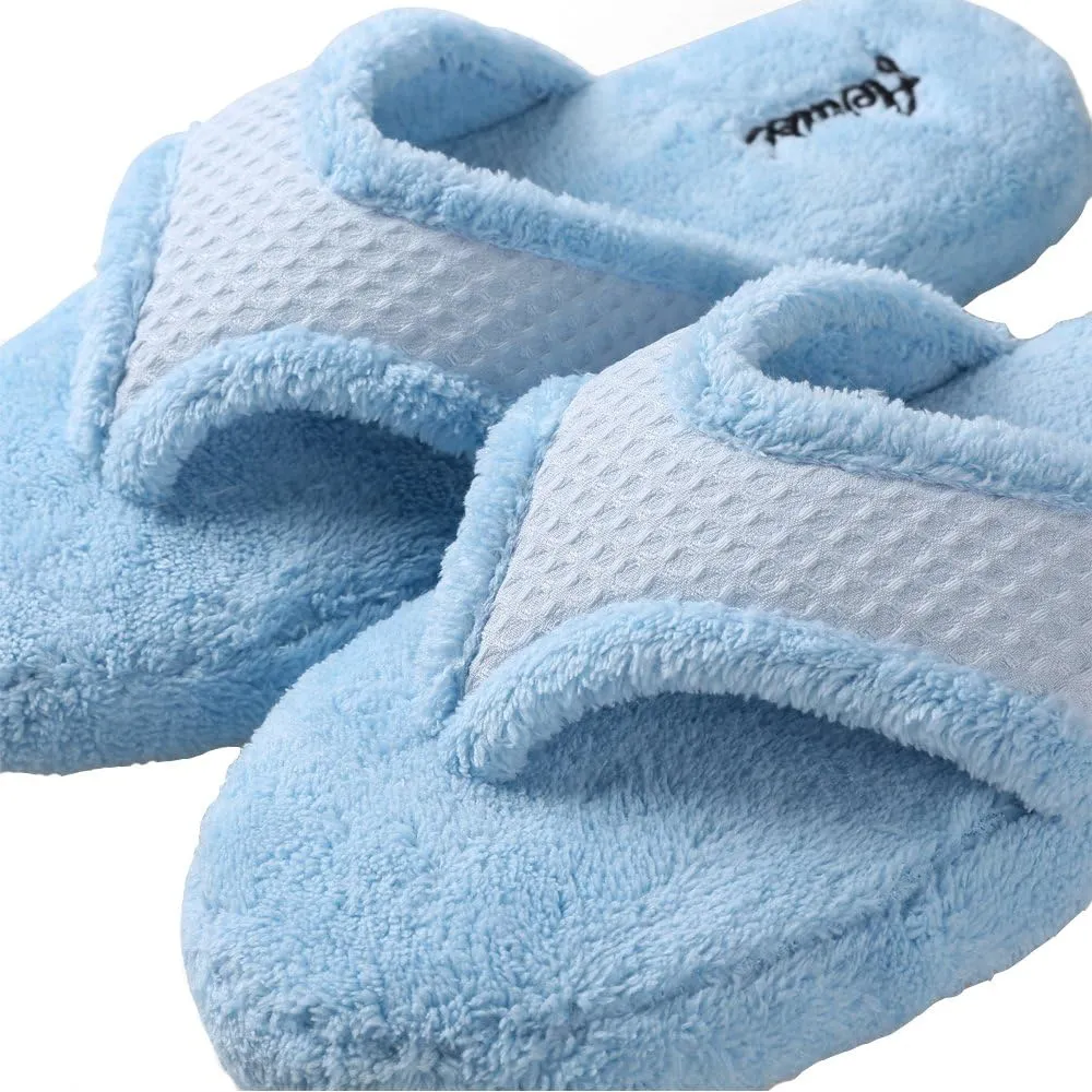 Women's Cozy Plush Microfiber Spa House Thong Slippers