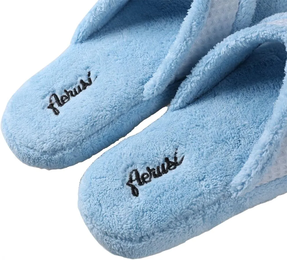 Women's Cozy Plush Microfiber Spa House Thong Slippers