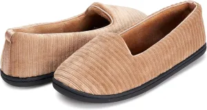 Womens Indoor/Outdoor Plush Velour Closed Back Slipper W/Memory Foam
