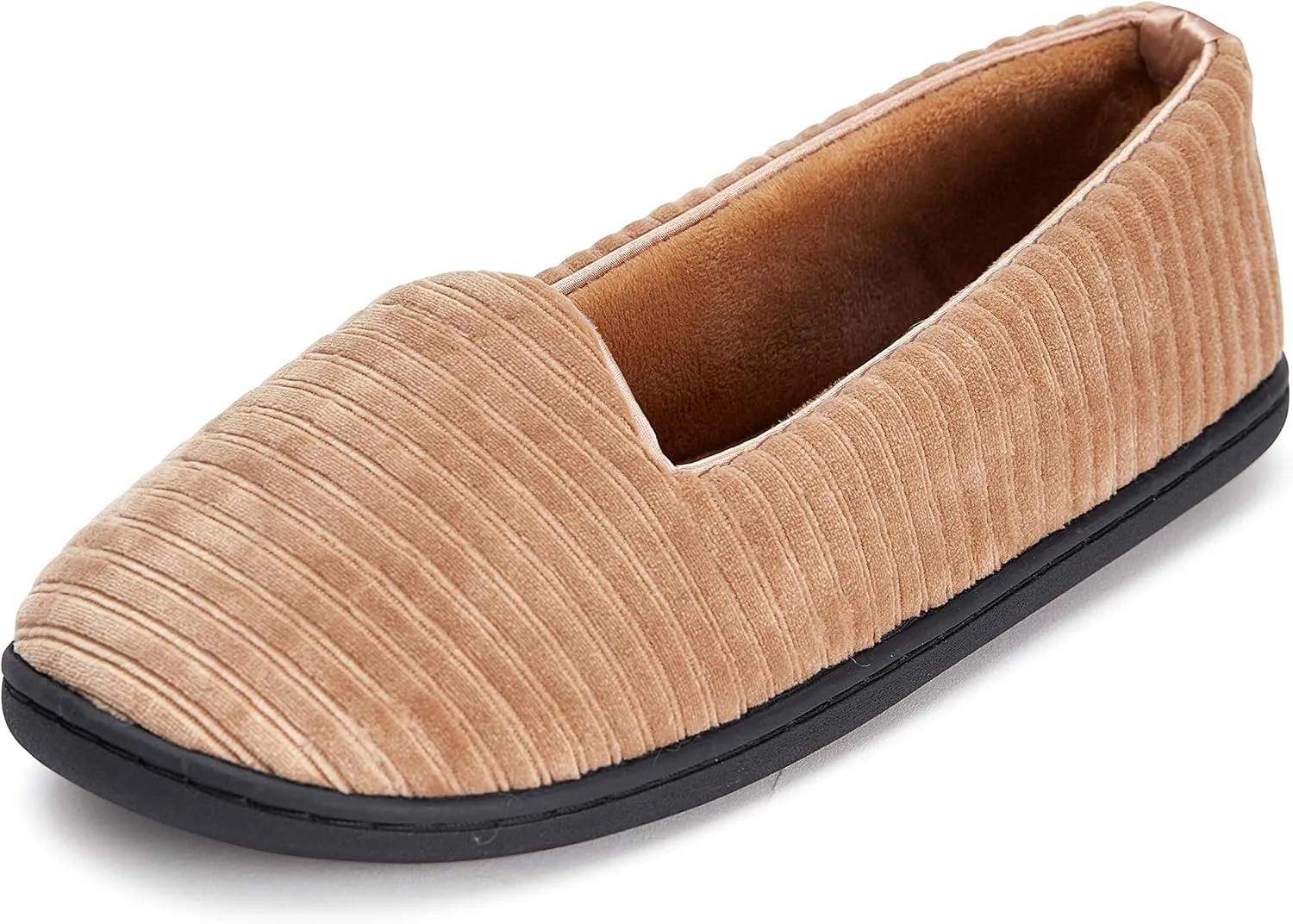 Womens Indoor/Outdoor Plush Velour Closed Back Slipper W/Memory Foam